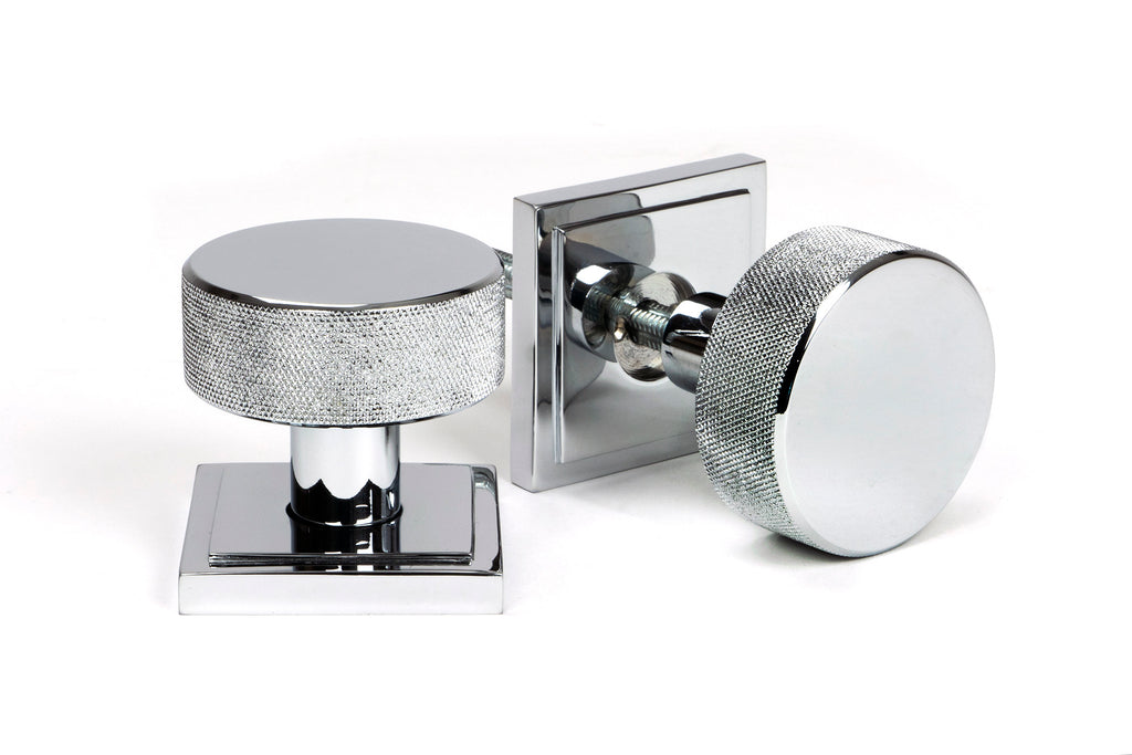 White background image of From The Anvil's Polished Chrome Brompton Mortice/Rim Knob Set | From The Anvil