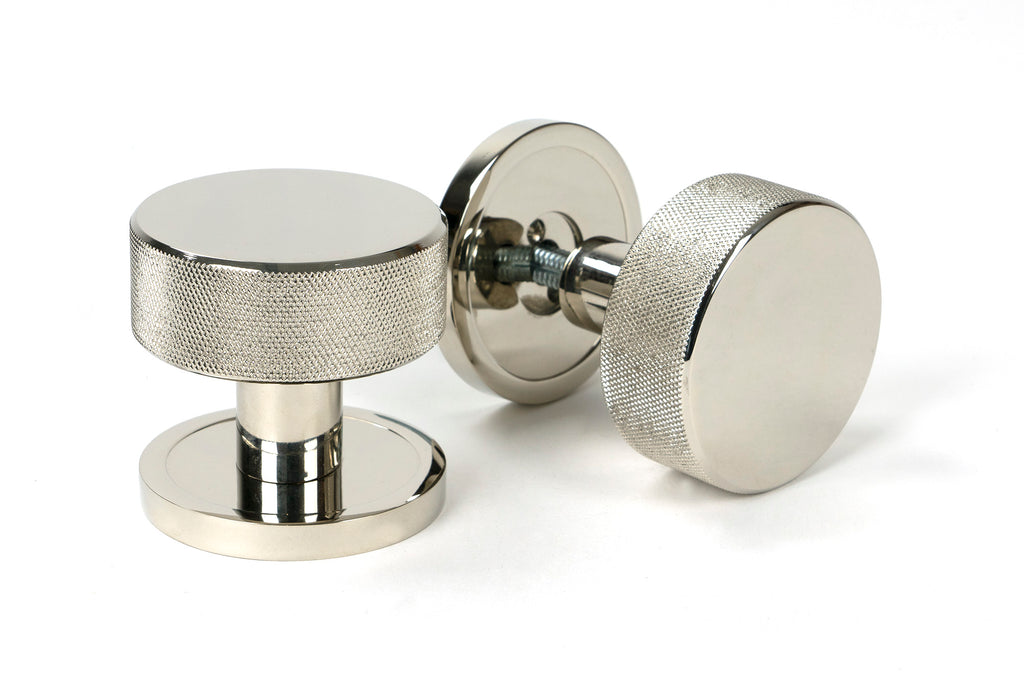 White background image of From The Anvil's Polished Nickel Brompton Mortice/Rim Knob Set | From The Anvil