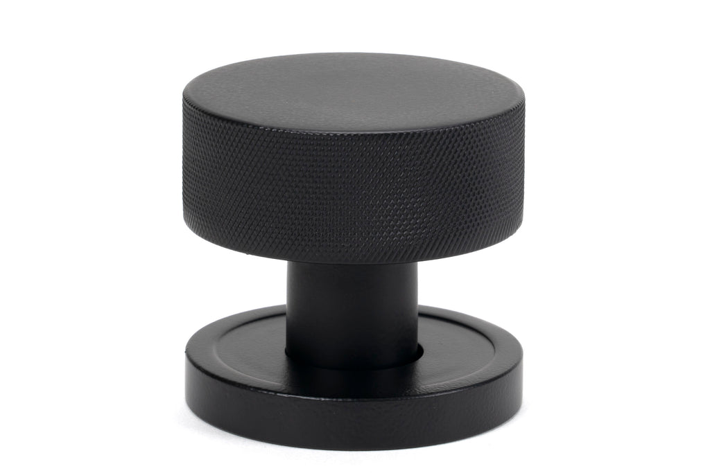 White background image of From The Anvil's Matt Black Brompton Mortice/Rim Knob Set | From The Anvil