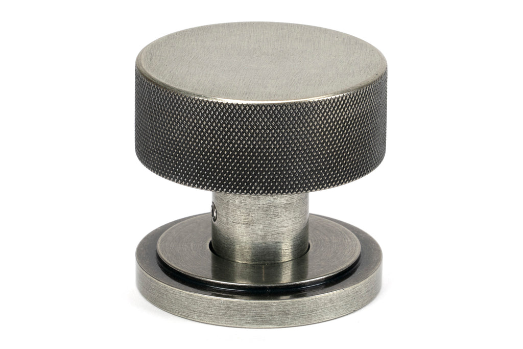 White background image of From The Anvil's Pewter Brompton Mortice/Rim Knob Set | From The Anvil