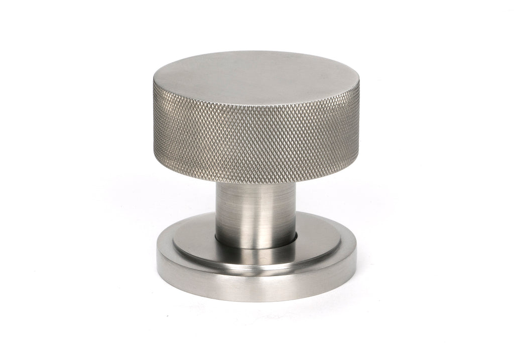 White background image of From The Anvil's Satin Marine Stainless Steel Brompton Mortice/Rim Knob Set | From The Anvil