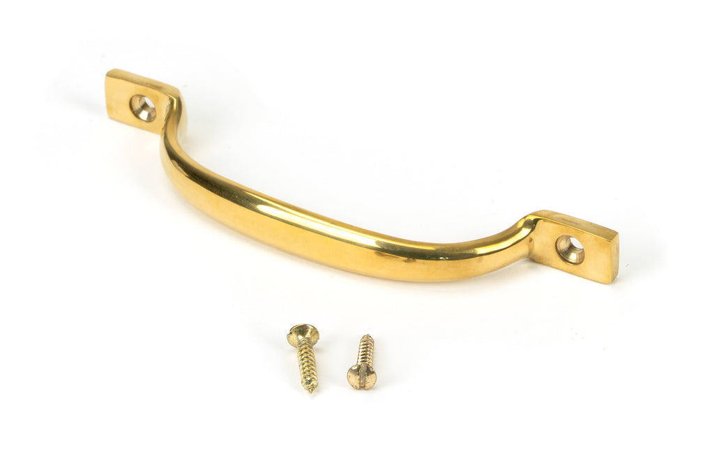 White background image of From The Anvil's Polished Brass Slim Sash Pull | From The Anvil
