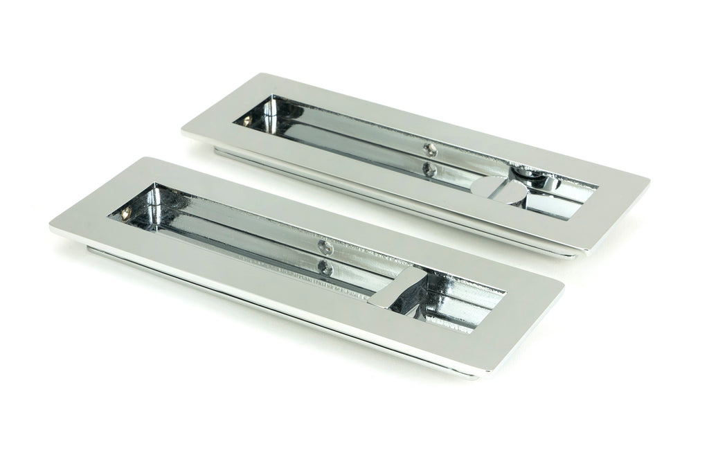 White background image of From The Anvil's Polished Chrome Plain Rectangular Pull - Privacy Set | From The Anvil