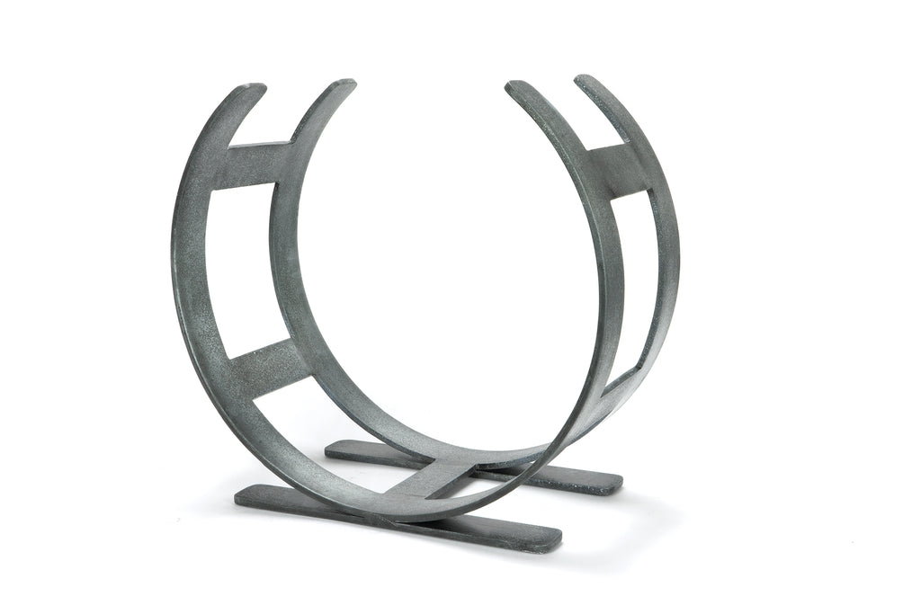 White background image of From The Anvil's Pewter Patina Curved Log Holder | From The Anvil