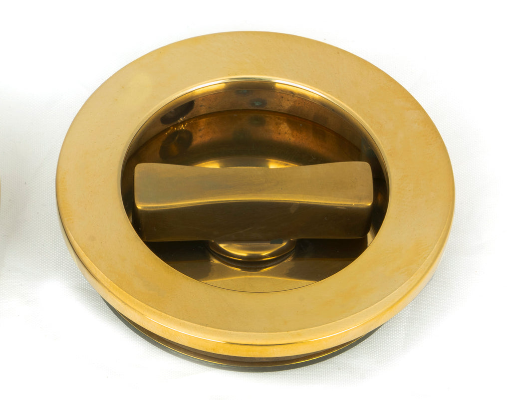 White background image of From The Anvil's Aged Brass Plain Round Pull - Privacy Set | From The Anvil