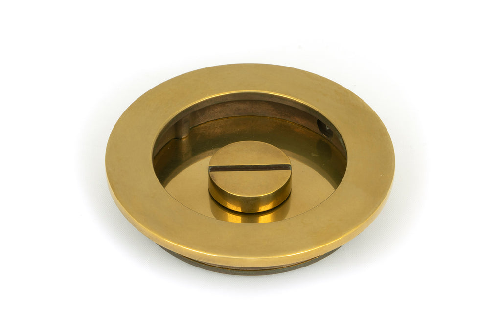 White background image of From The Anvil's Aged Brass Plain Round Pull - Privacy Set | From The Anvil