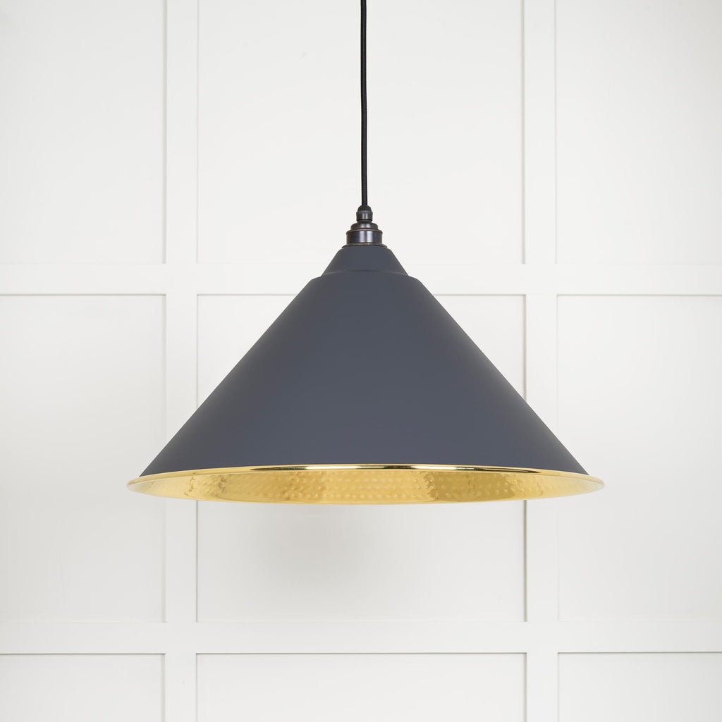 White background image of From The Anvil's Hammered Brass Hockley Pendant | From The Anvil