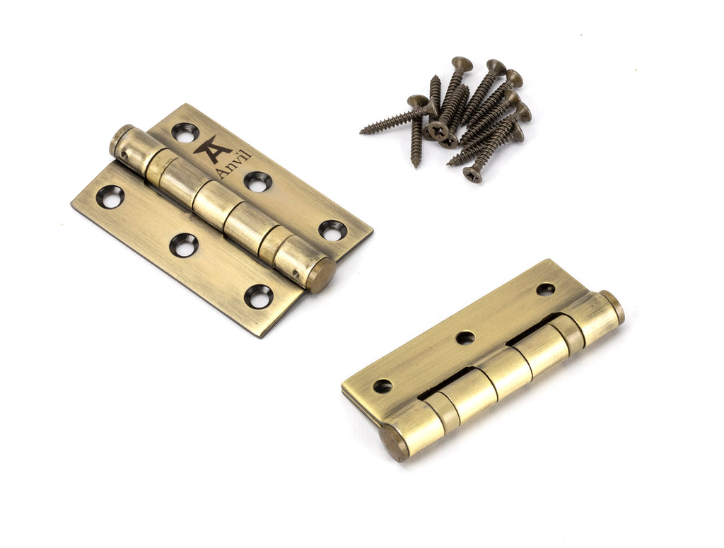 White background image of From The Anvil's Aged Brass Ball Bearing Butt Hinge (pair) SS | From The Anvil