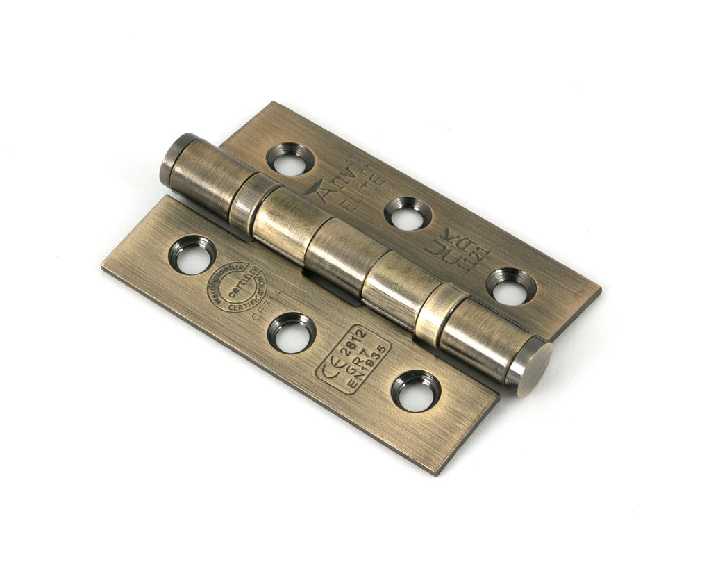 White background image of From The Anvil's Aged Brass Ball Bearing Butt Hinge (pair) SS | From The Anvil