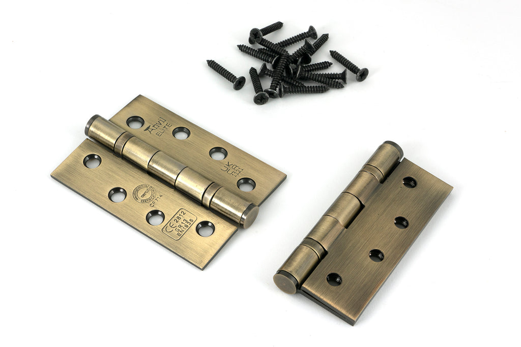 White background image of From The Anvil's Aged Brass Ball Bearing Butt Hinge (pair) SS | From The Anvil