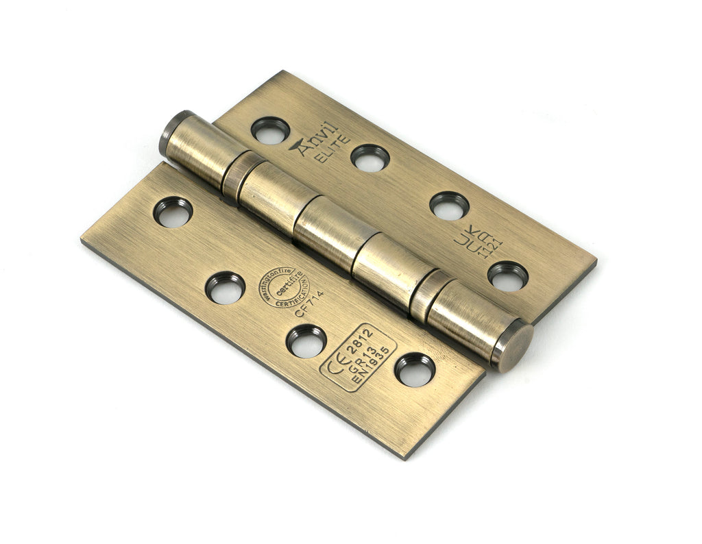 White background image of From The Anvil's Aged Brass Ball Bearing Butt Hinge (pair) SS | From The Anvil