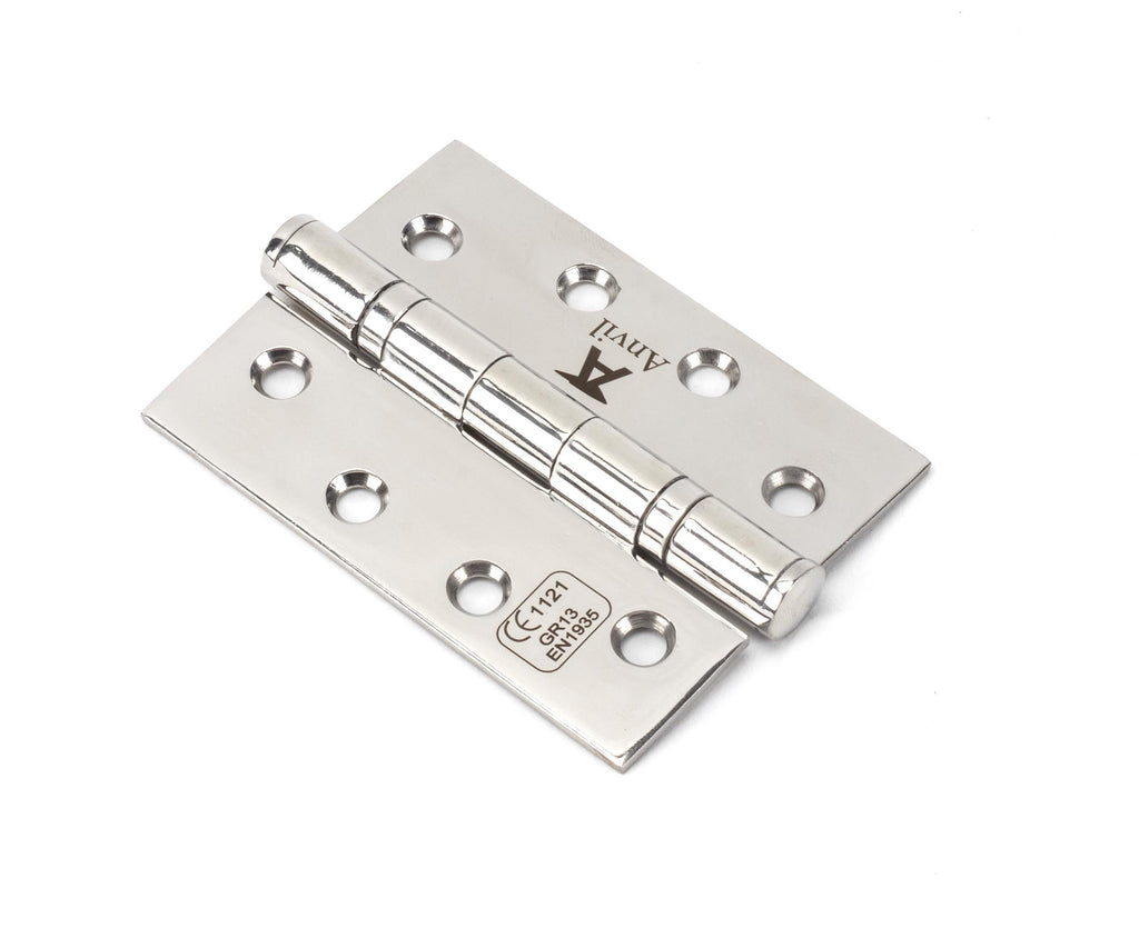 White background image of From The Anvil's Polished Stainless Steel Ball Bearing Butt Hinge (pair) SS | From The Anvil