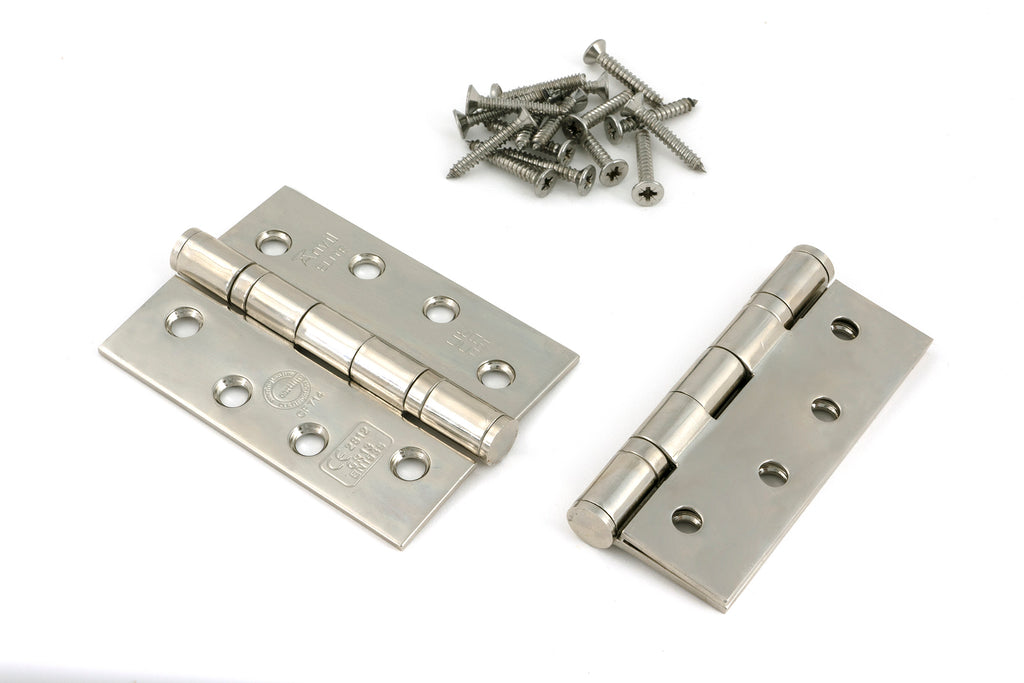 White background image of From The Anvil's Polished Nickel Ball Bearing Butt Hinge (pair) SS | From The Anvil