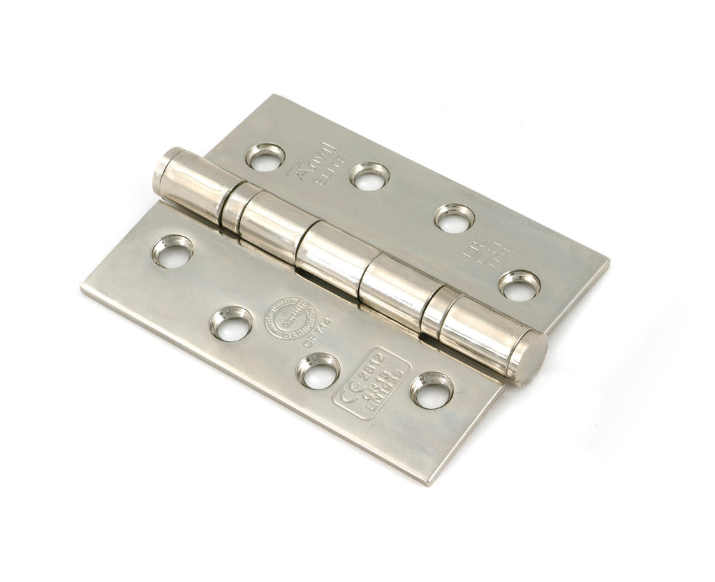 White background image of From The Anvil's Polished Nickel Ball Bearing Butt Hinge (pair) SS | From The Anvil