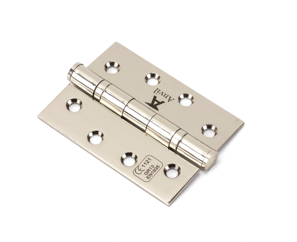White background image of From The Anvil's Polished Nickel Ball Bearing Butt Hinge (pair) SS | From The Anvil
