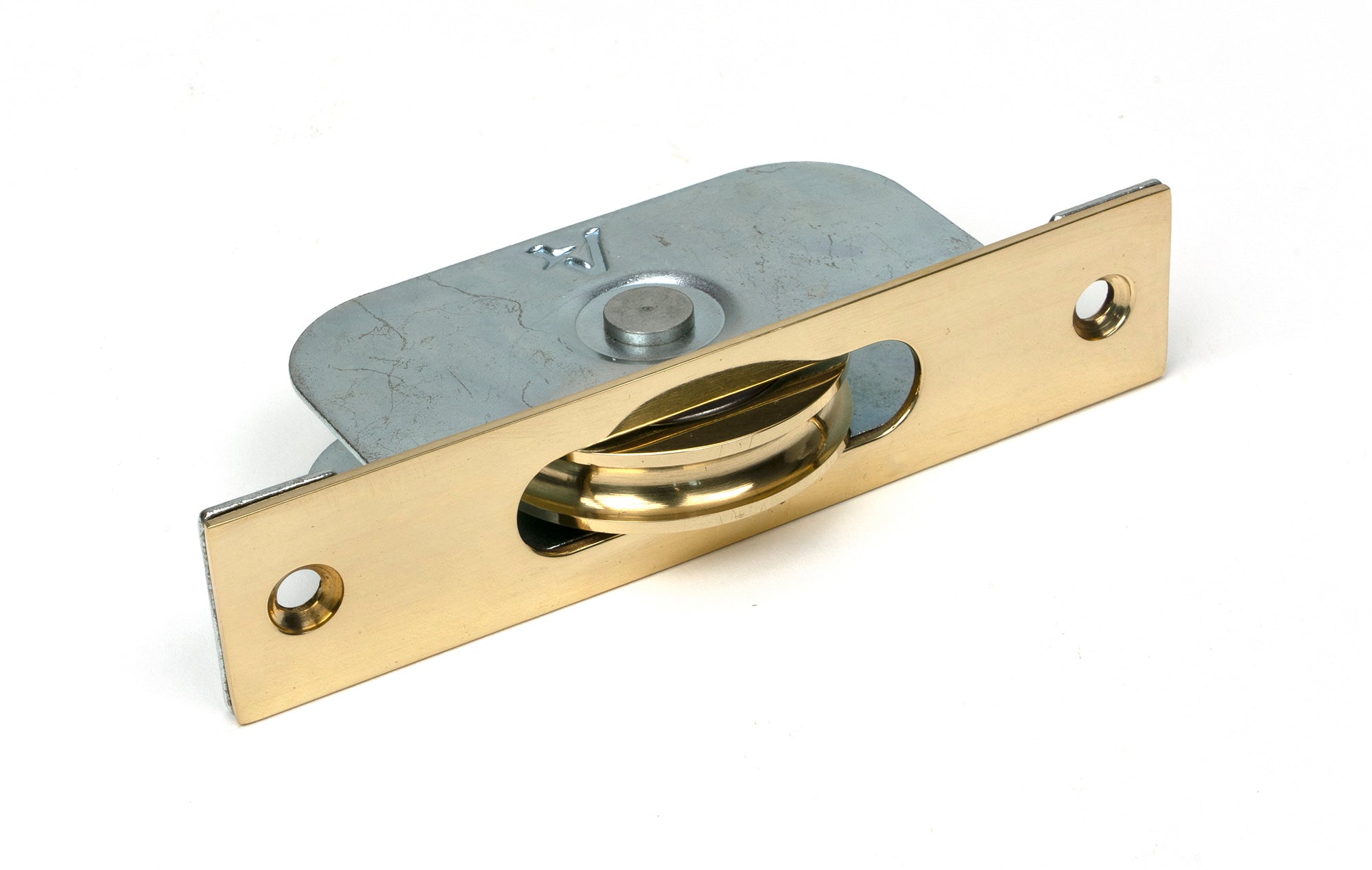 From The Anvil's Polished Brass Square Ended Sash Pulley 75kg