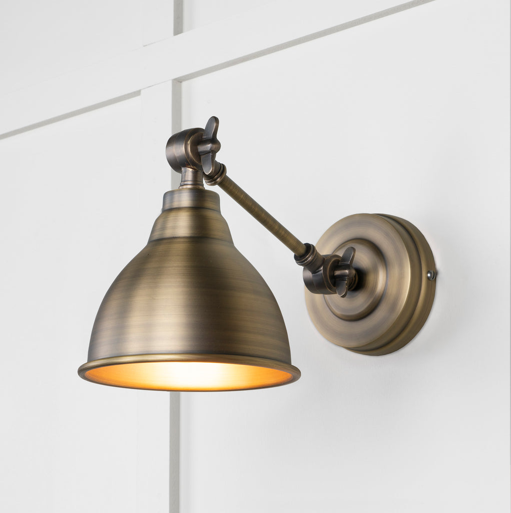 White background image of From The Anvil's Aged  Brass Aged Brass Brindley Wall Light | From The Anvil