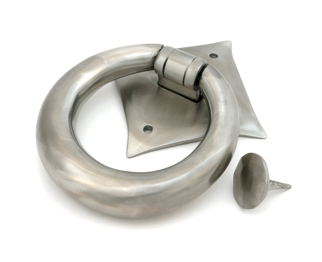 White background image of From The Anvil's Satin Marine SS (316) Ring Door Knocker | From The Anvil