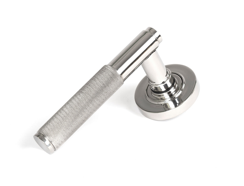White background image of From The Anvil's Polished Marine Stainless Steel Brompton Lever on Rose Set (Sprung) | From The Anvil