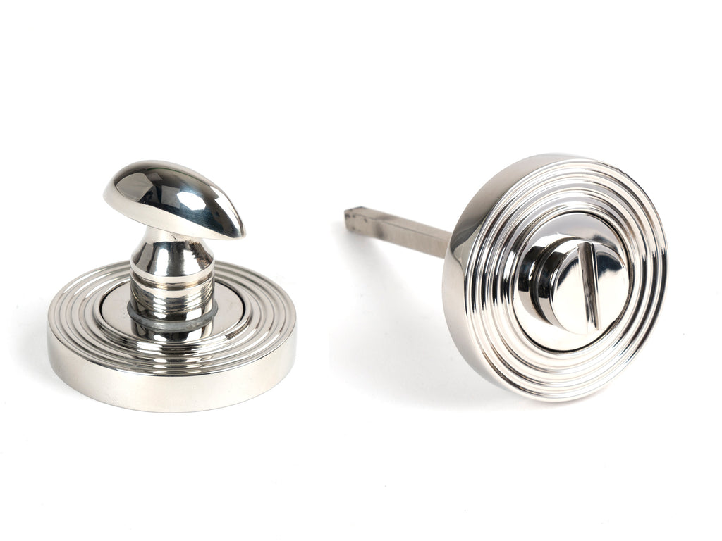 White background image of From The Anvil's Polished Marine Stainless Steel Round Thumbturn Set | From The Anvil