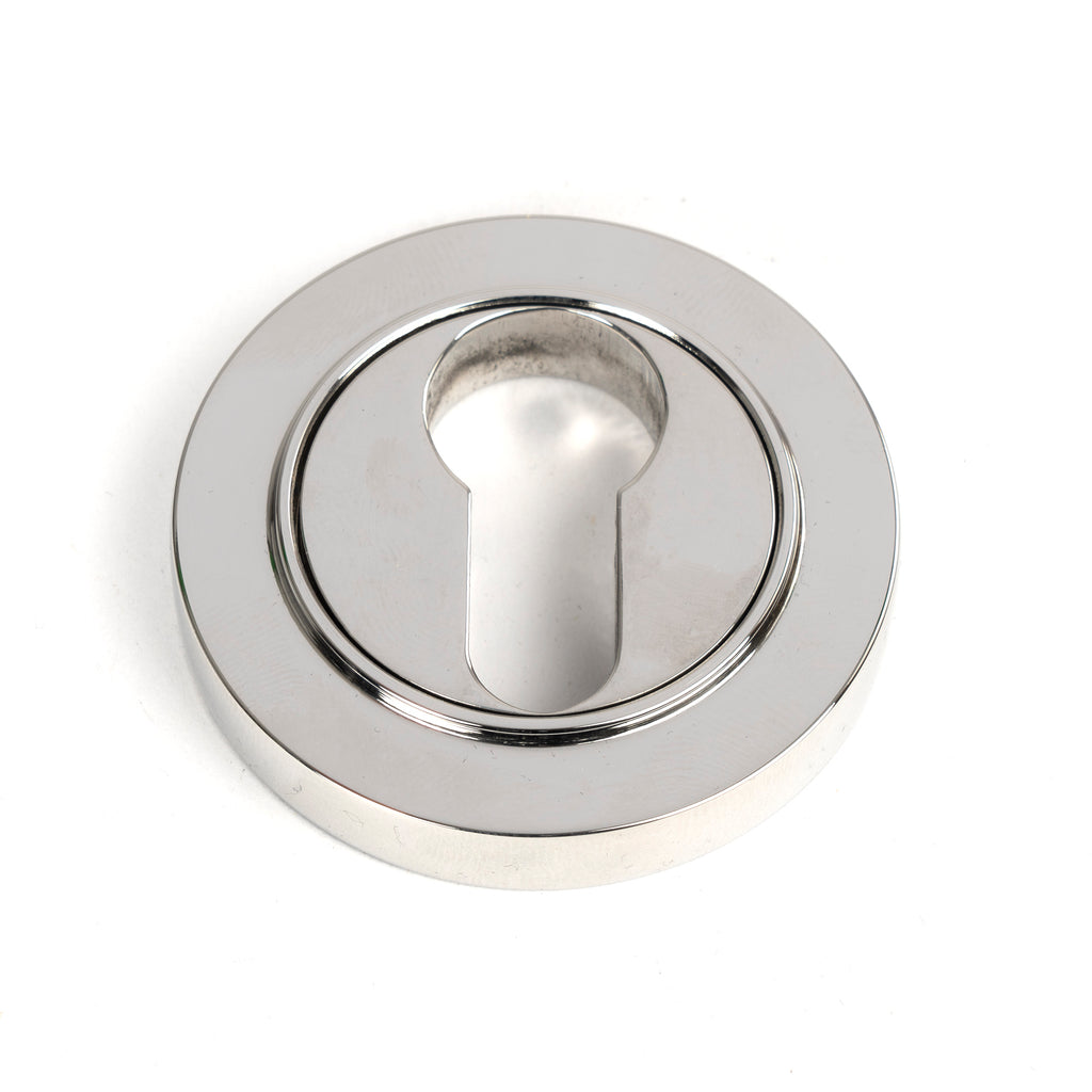 White background image of From The Anvil's Polished Marine SS (316) Round Euro Escutcheon | From The Anvil