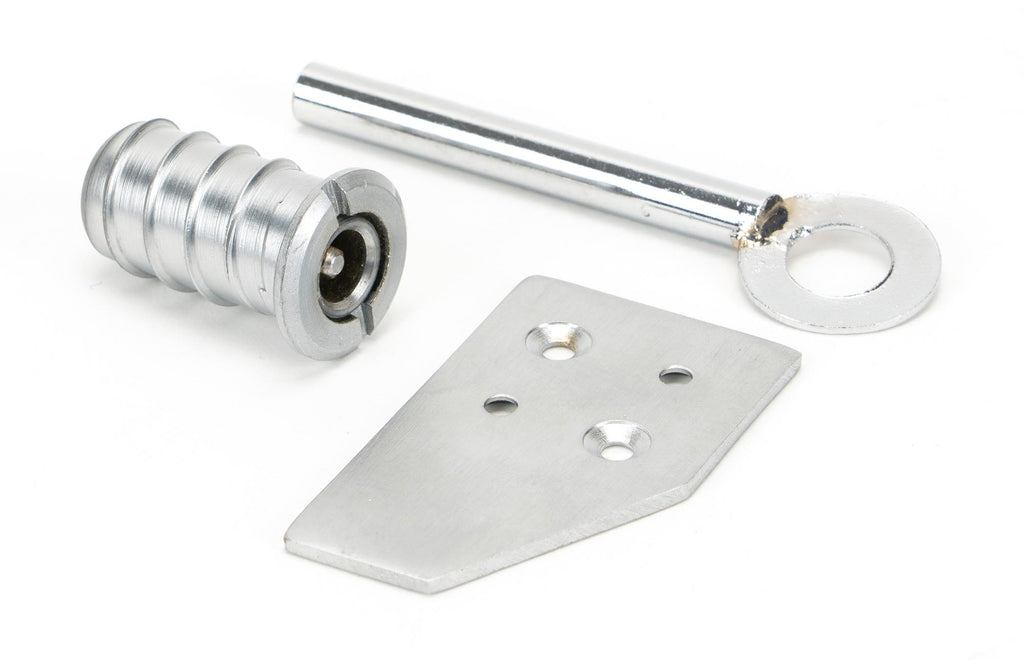 White background image of From The Anvil's Satin Chrome Key-Flush Sash Stop | From The Anvil