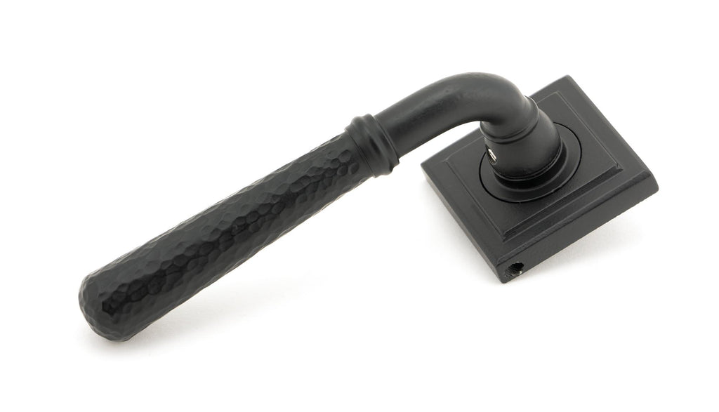 White background image of From The Anvil's Matt Black Hammered Newbury Lever on Rose Set (Unsprung) | From The Anvil