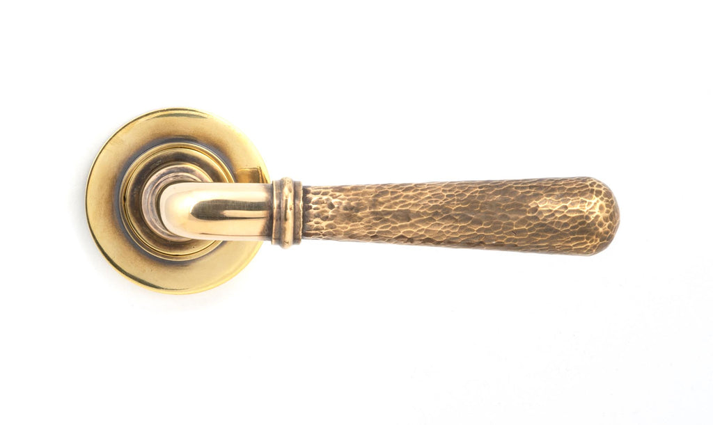 White background image of From The Anvil's Aged Brass Hammered Newbury Lever on Rose Set (Unsprung) | From The Anvil
