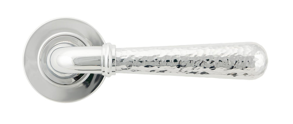 White background image of From The Anvil's Polished Chrome Hammered Newbury Lever on Rose Set (Unsprung) | From The Anvil