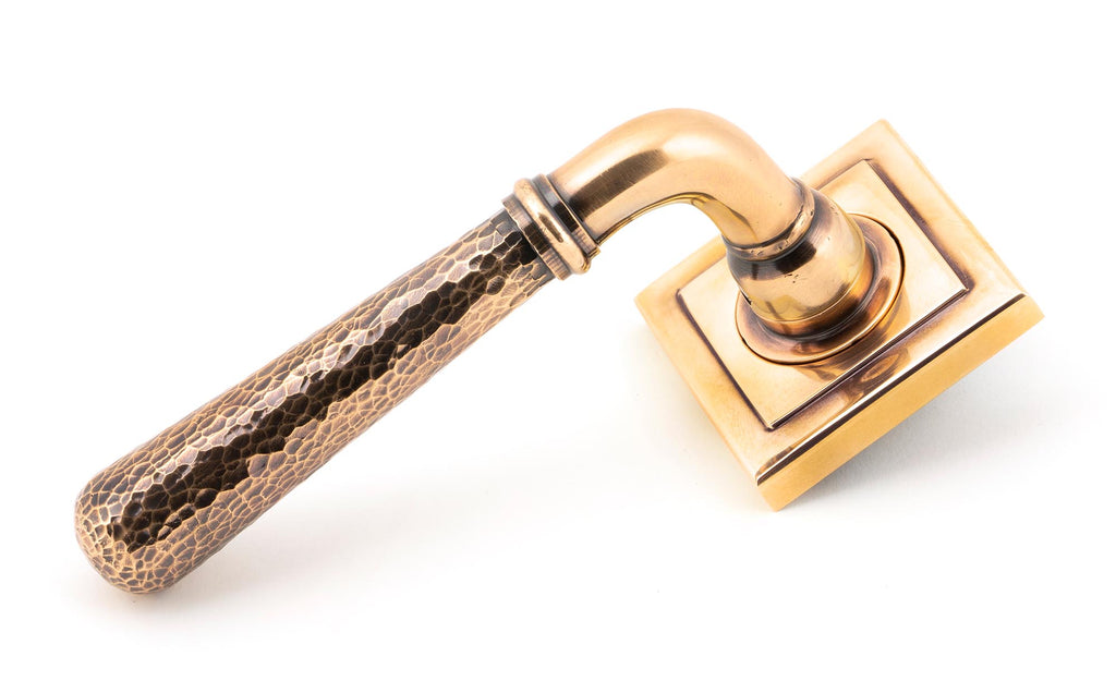 White background image of From The Anvil's Polished Bronze Hammered Newbury Lever on Rose Set (Unsprung) | From The Anvil