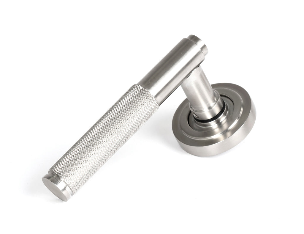White background image of From The Anvil's Satin Marine Stainless Steel Brompton Lever on Rose Set (Unsprung) | From The Anvil