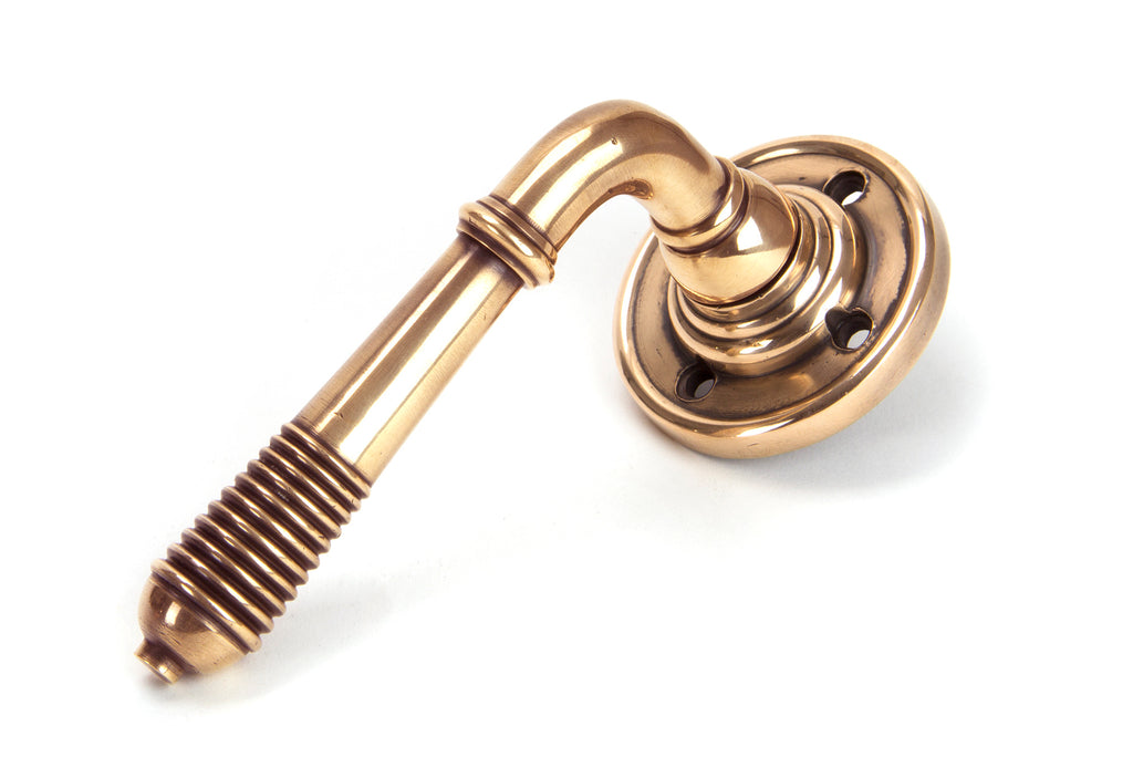 From The Anvil's Polished Bronze Reeded Lever on Rose Set