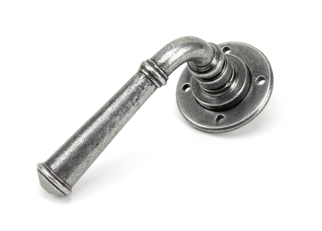 White background image of From The Anvil's Pewter Patina Regency Lever on Rose Set | From The Anvil