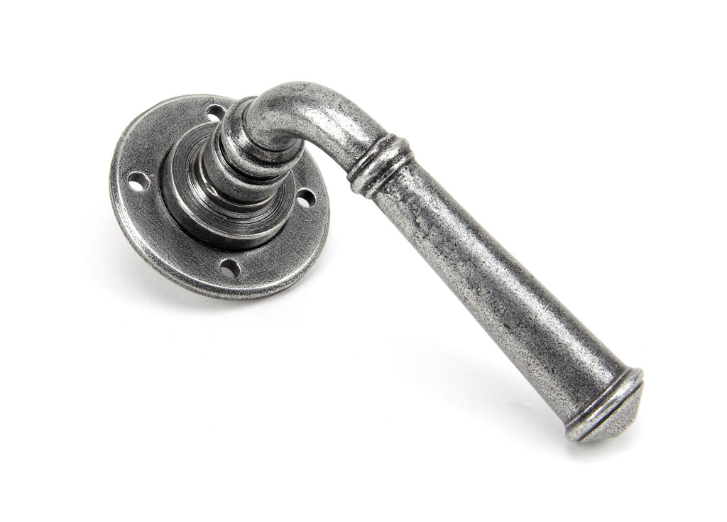 White background image of From The Anvil's Pewter Patina Regency Lever on Rose Set | From The Anvil