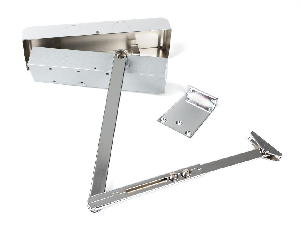 White background image of From The Anvil's Polished Chrome Size 2-5 Door Closer | From The Anvil