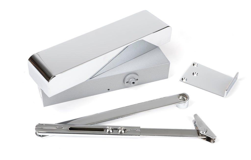 White background image of From The Anvil's Polished Chrome Size 2-5 Door Closer | From The Anvil