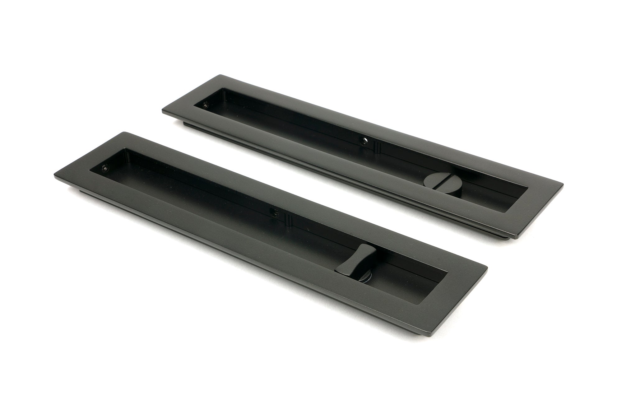 From The Anvil's Aged Bronze Plain Rectangular Pull - Privacy Set