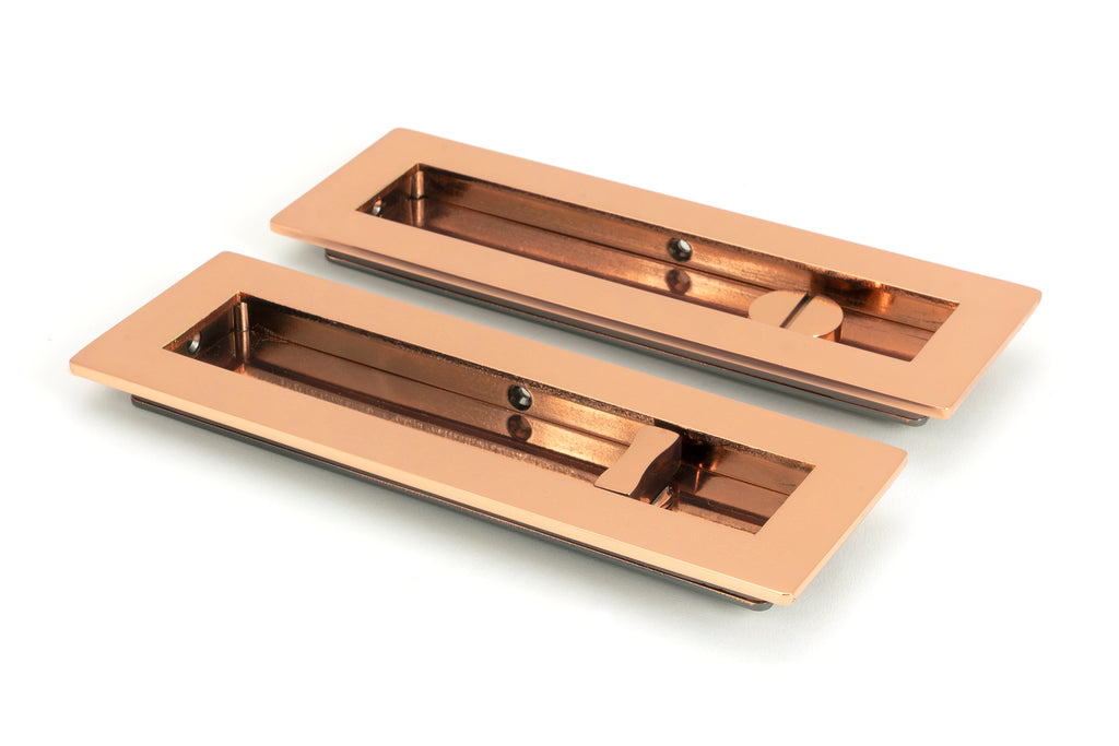 White background image of From The Anvil's Polished Bronze Plain Rectangular Pull - Privacy Set | From The Anvil