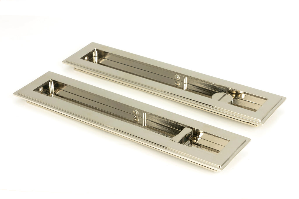 White background image of From The Anvil's Polished Nickel Art Deco Rectangular Pull - Privacy Set | From The Anvil