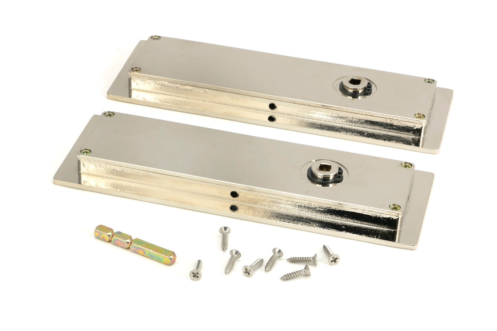 White background image of From The Anvil's Polished Nickel Plain Rectangular Pull - Privacy Set | From The Anvil