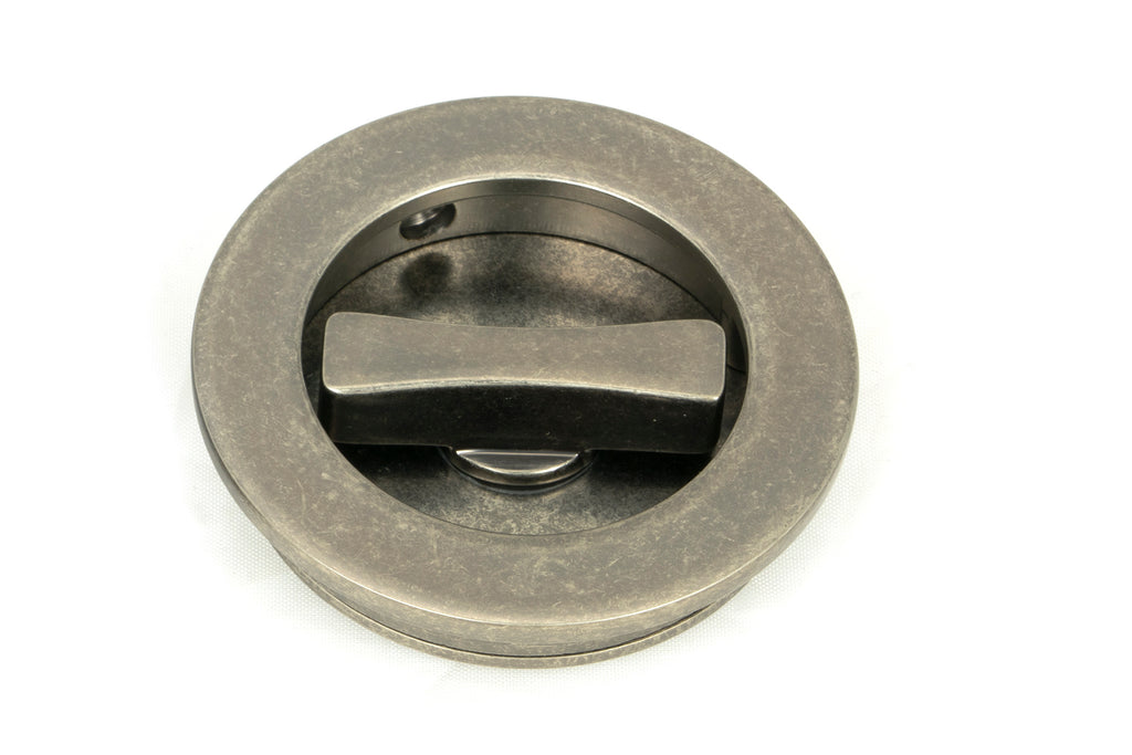 White background image of From The Anvil's Pewter Patina Plain Round Pull - Privacy Set | From The Anvil