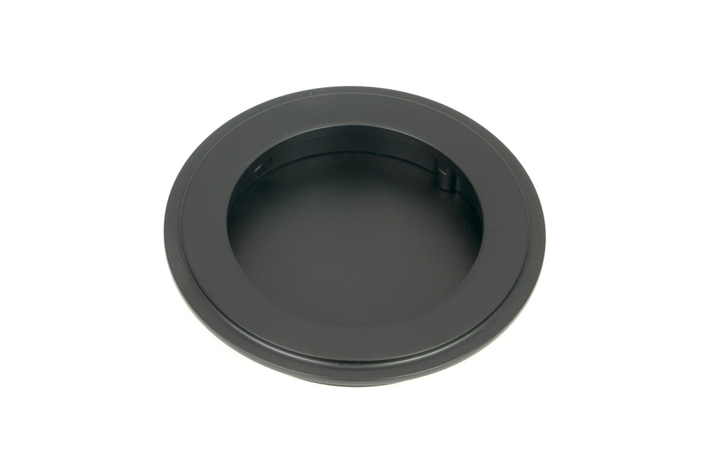 White background image of From The Anvil's Matt Black Art Deco Round Pull | From The Anvil