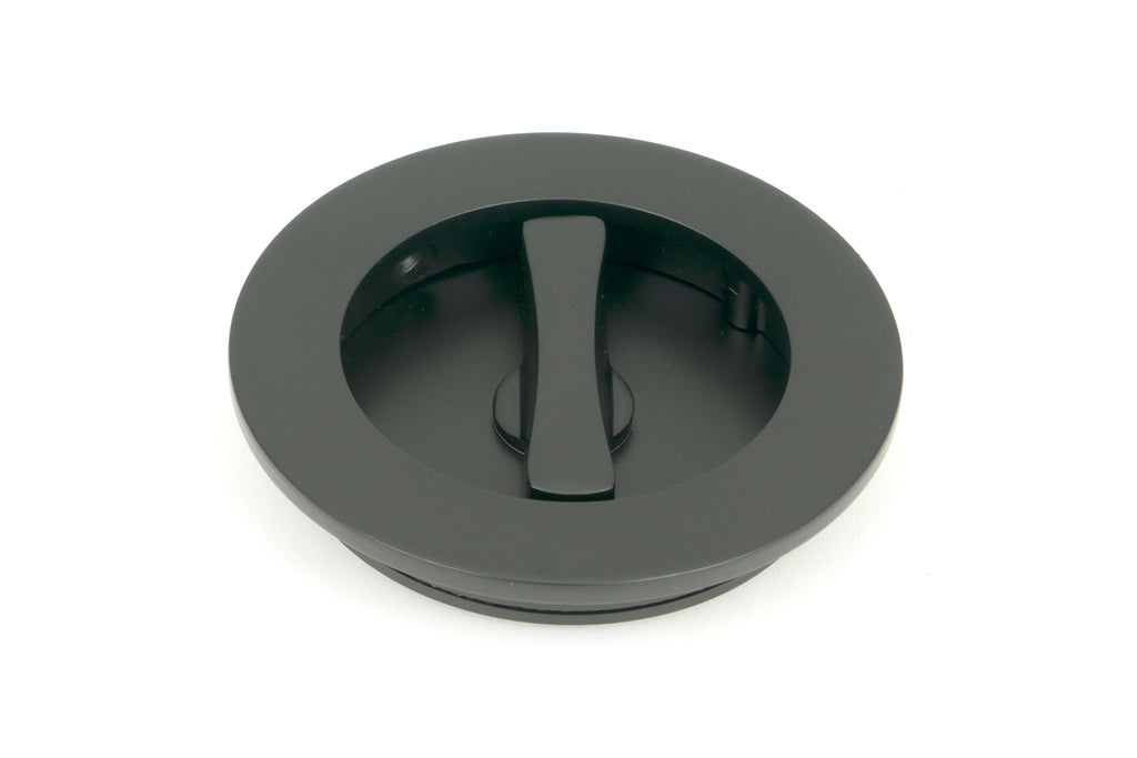 White background image of From The Anvil's Matt Black Plain Round Pull - Privacy Set | From The Anvil
