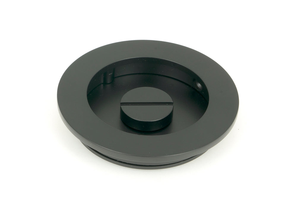 White background image of From The Anvil's Matt Black Plain Round Pull - Privacy Set | From The Anvil