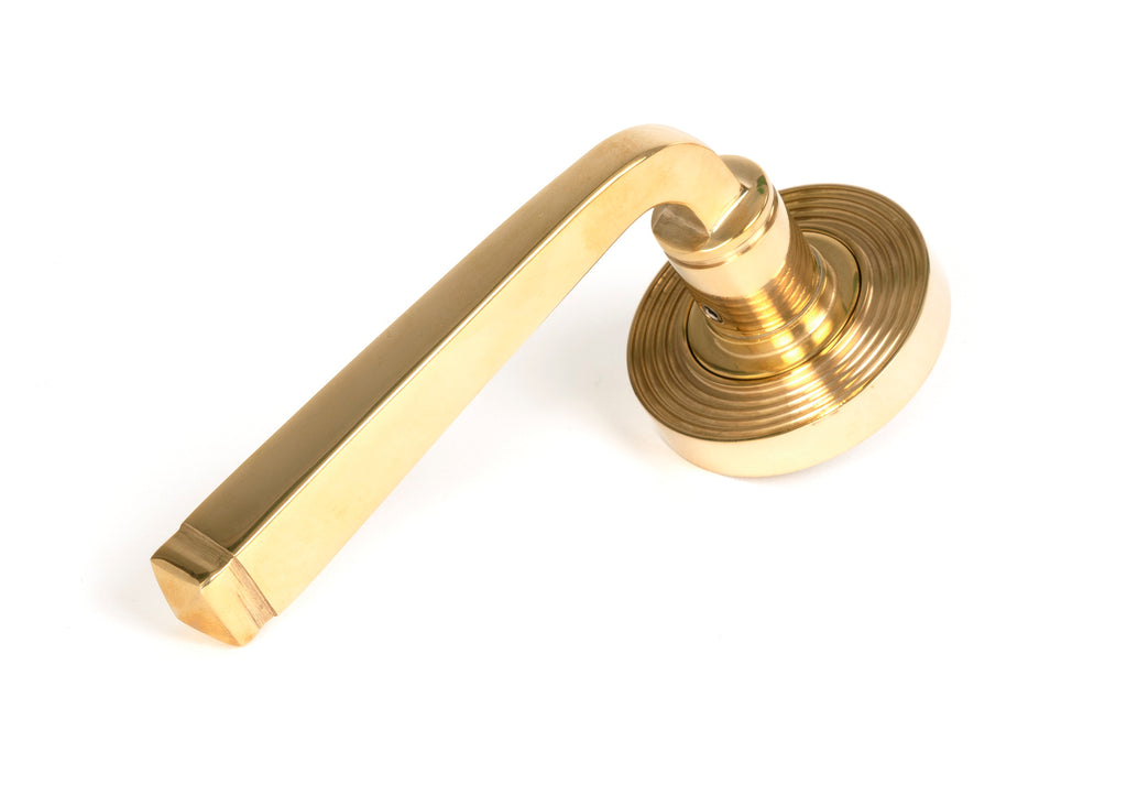 White background image of From The Anvil's Polished Brass Avon Round Lever on Rose Set (Sprung) | From The Anvil