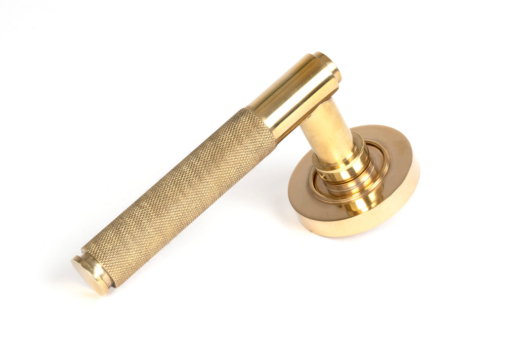 White background image of From The Anvil's Polished Brass Brompton Lever on Rose Set (Sprung) | From The Anvil