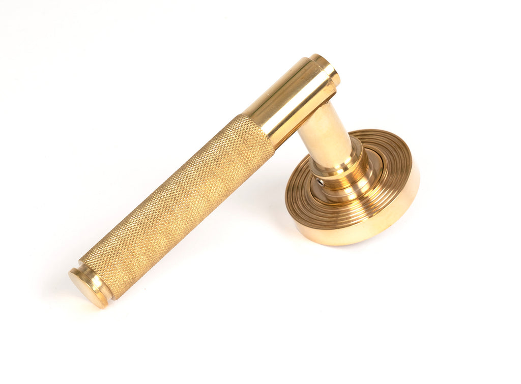 White background image of From The Anvil's Polished Brass Brompton Lever on Rose Set (Sprung) | From The Anvil