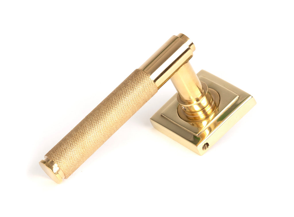 White background image of From The Anvil's Polished Brass Brompton Lever on Rose Set (Sprung) | From The Anvil