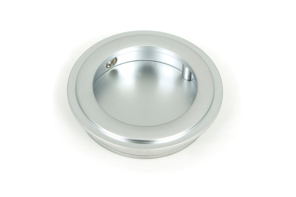 White background image of From The Anvil's Satin Chrome Art Deco Round Pull | From The Anvil