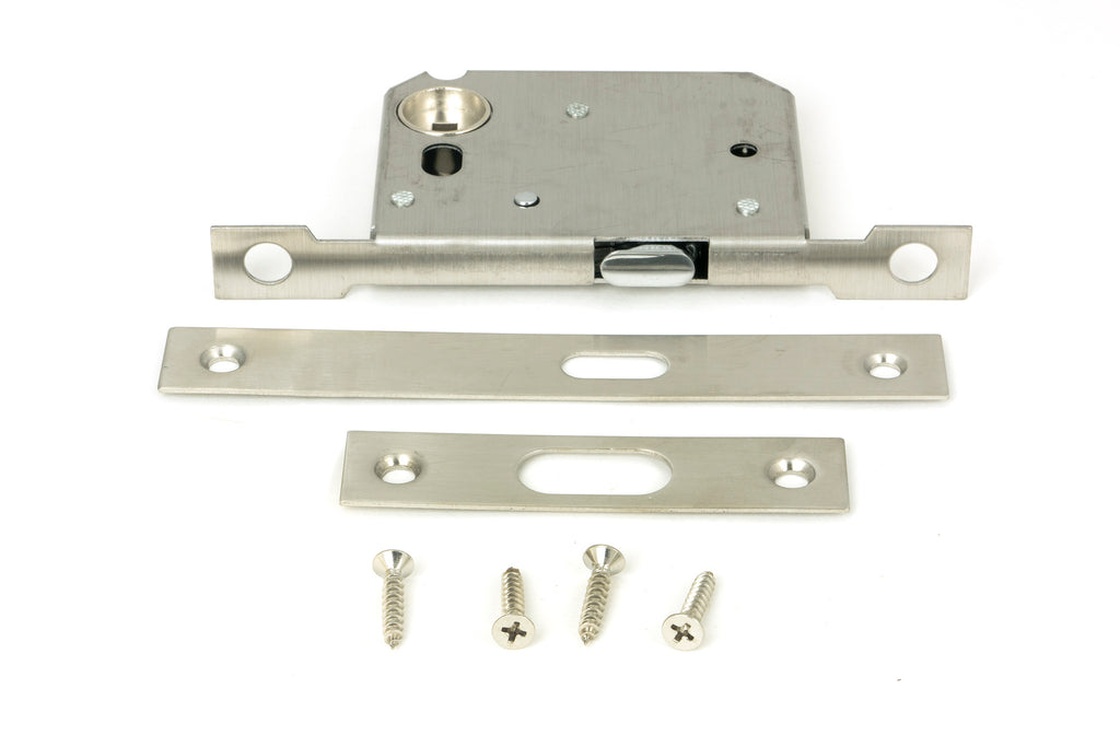 White background image of From The Anvil's Satin Stainless Steel Sliding Door Lock | From The Anvil